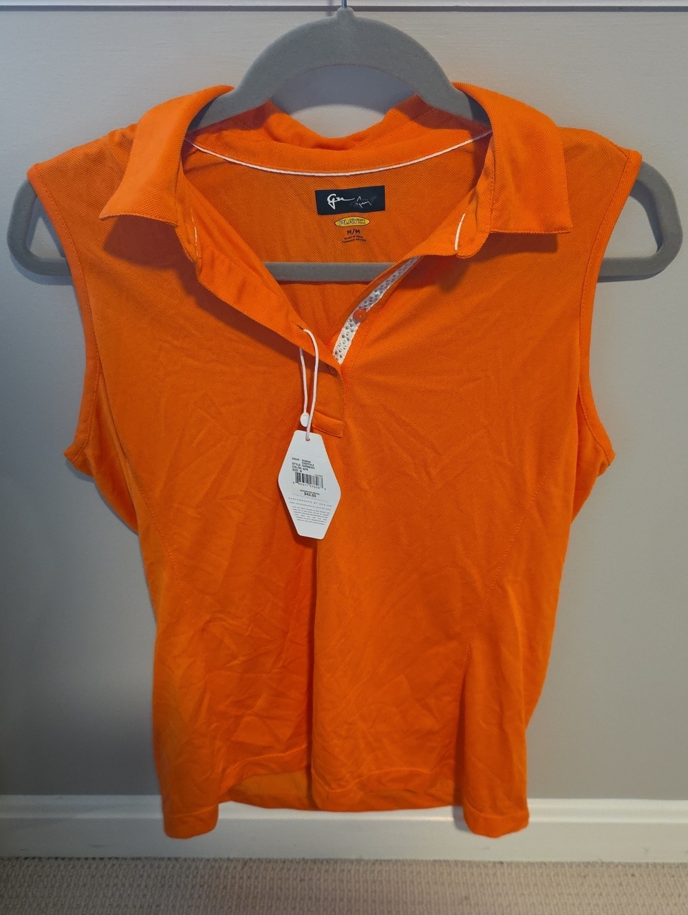 Greg Norman Collection Orange Sleeveless Polo Tee